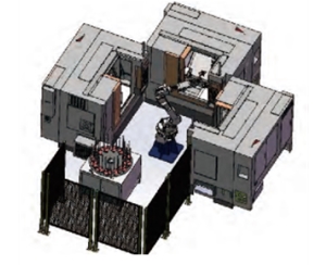 1对3六轴关节机机器人配旋转升降式料盘